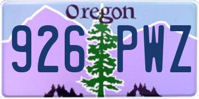 OR license plate 926PWZ