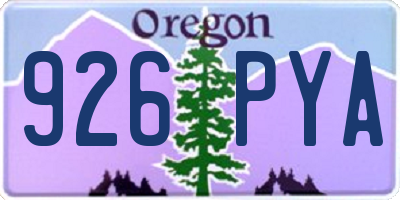 OR license plate 926PYA
