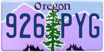 OR license plate 926PYG
