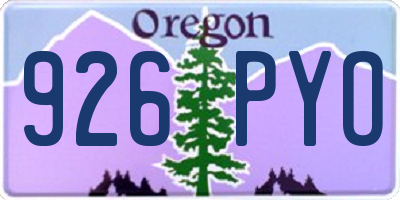 OR license plate 926PYO