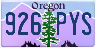 OR license plate 926PYS