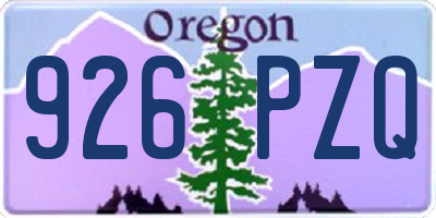 OR license plate 926PZQ