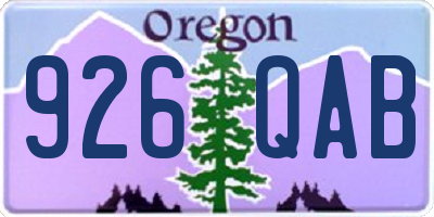 OR license plate 926QAB