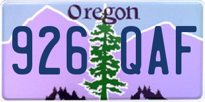OR license plate 926QAF