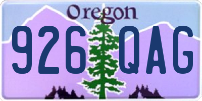 OR license plate 926QAG