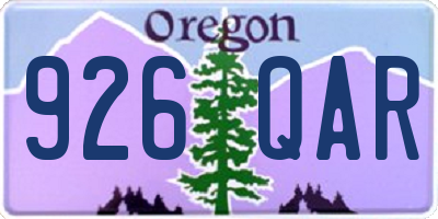 OR license plate 926QAR
