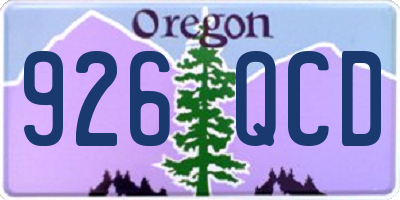 OR license plate 926QCD