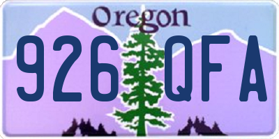 OR license plate 926QFA