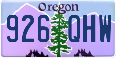 OR license plate 926QHW