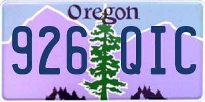 OR license plate 926QIC