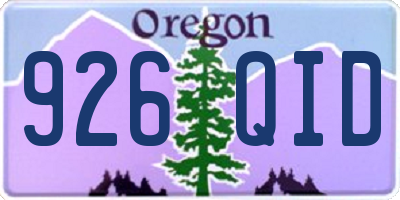 OR license plate 926QID