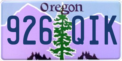 OR license plate 926QIK