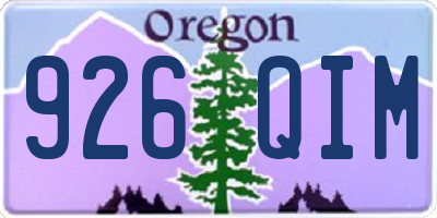 OR license plate 926QIM