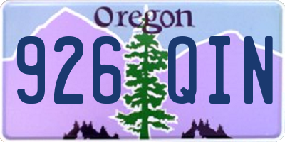 OR license plate 926QIN