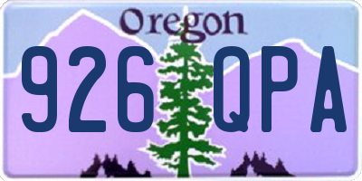 OR license plate 926QPA