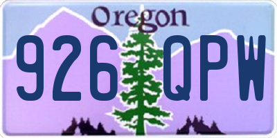 OR license plate 926QPW