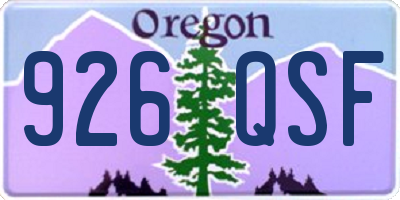 OR license plate 926QSF