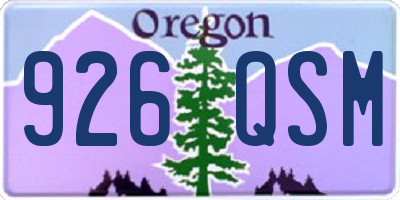 OR license plate 926QSM
