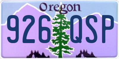OR license plate 926QSP
