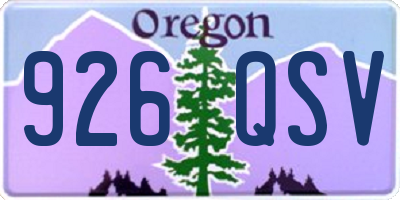OR license plate 926QSV