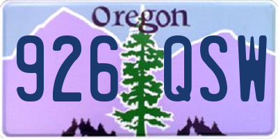 OR license plate 926QSW