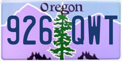 OR license plate 926QWT