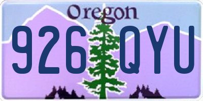 OR license plate 926QYU