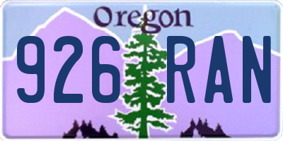 OR license plate 926RAN