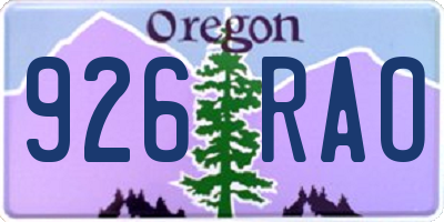 OR license plate 926RAO