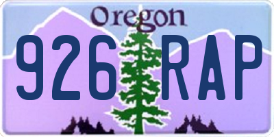 OR license plate 926RAP