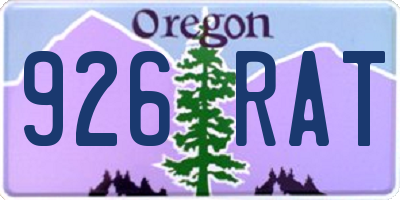 OR license plate 926RAT