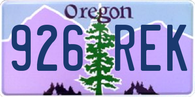OR license plate 926REK