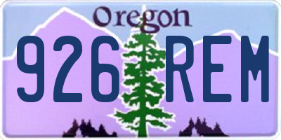 OR license plate 926REM