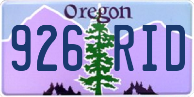 OR license plate 926RID