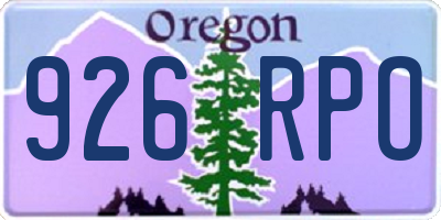 OR license plate 926RPO