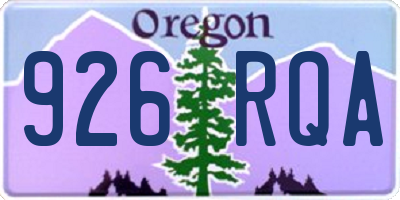 OR license plate 926RQA