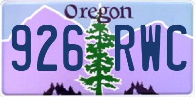 OR license plate 926RWC