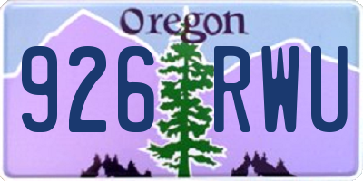 OR license plate 926RWU