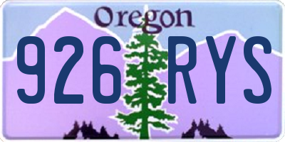 OR license plate 926RYS