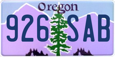 OR license plate 926SAB