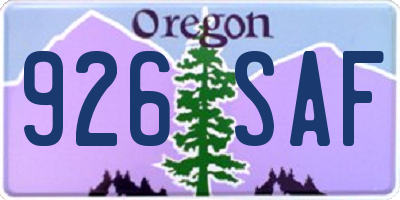 OR license plate 926SAF