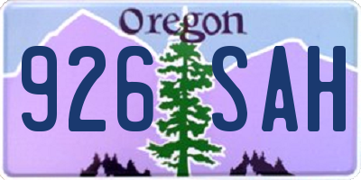 OR license plate 926SAH