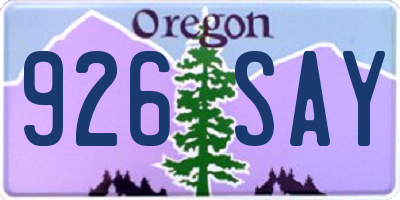OR license plate 926SAY