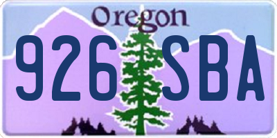 OR license plate 926SBA