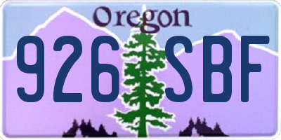 OR license plate 926SBF
