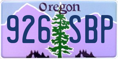 OR license plate 926SBP