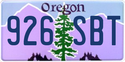 OR license plate 926SBT