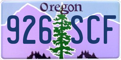 OR license plate 926SCF
