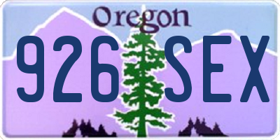 OR license plate 926SEX