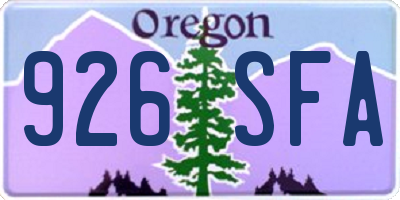 OR license plate 926SFA